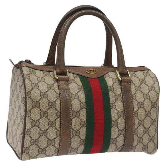 GUCCI GG Supreme Web Sherry Line Hand Bag Pvc Red Gold Green - Picture 1 of 16